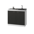 Oklahoma Utility Sink, Double Door Cabinet, Stainless Steel Countertop Multi Kitchen Modern Melamine Particle Board