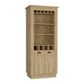 Lafayette Bar Cabinet With 4 Bottle Rack, Upper Glass Holder And Dual Door Design Beige Primary Living Space Modern Shelves Included Particle Board