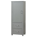 Tall Bathroom Storage Cabinet, Freestanding Storage Cabinet With Two Drawers And Adjustable Shelf, Mdf Board With Painted Finish, Grey Grey Mdf