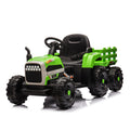 Ride On Tractor With Trailer,24V Battery Powered Electric Tractor Toy, 200W*2Motor 1.86 4.97Mph Remote Control,Electric Car For Kids,Three Speed Adjustable,Usb,Mp3 ,Bluetooth,Led Light, Safety Belt. Green 50 99 Lbs Polypropylene