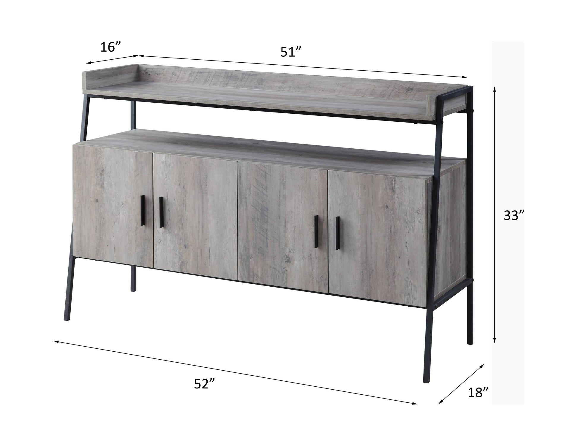 Samiya Gray Oak & Black Finish Tv Stand Gray 40 49 Inches Synthetic Wood