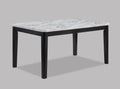 1Pc Transitional Dining Rectangular Table Faux White Marble Table Top Black Base Wooden Stone Dining Room Furniture Black,White Seats 6 Dining Room Contemporary,Farmhouse,Transitional Rectangular