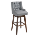 Coolmore Bar Stools Set Of 2 Counter Height Chairs With Footrest For Kitchen, Dining Room And 360 Degree Solid Wood Legs Swivel Bar Stools Set Of 2 Gary Linen Gray Foam Linen