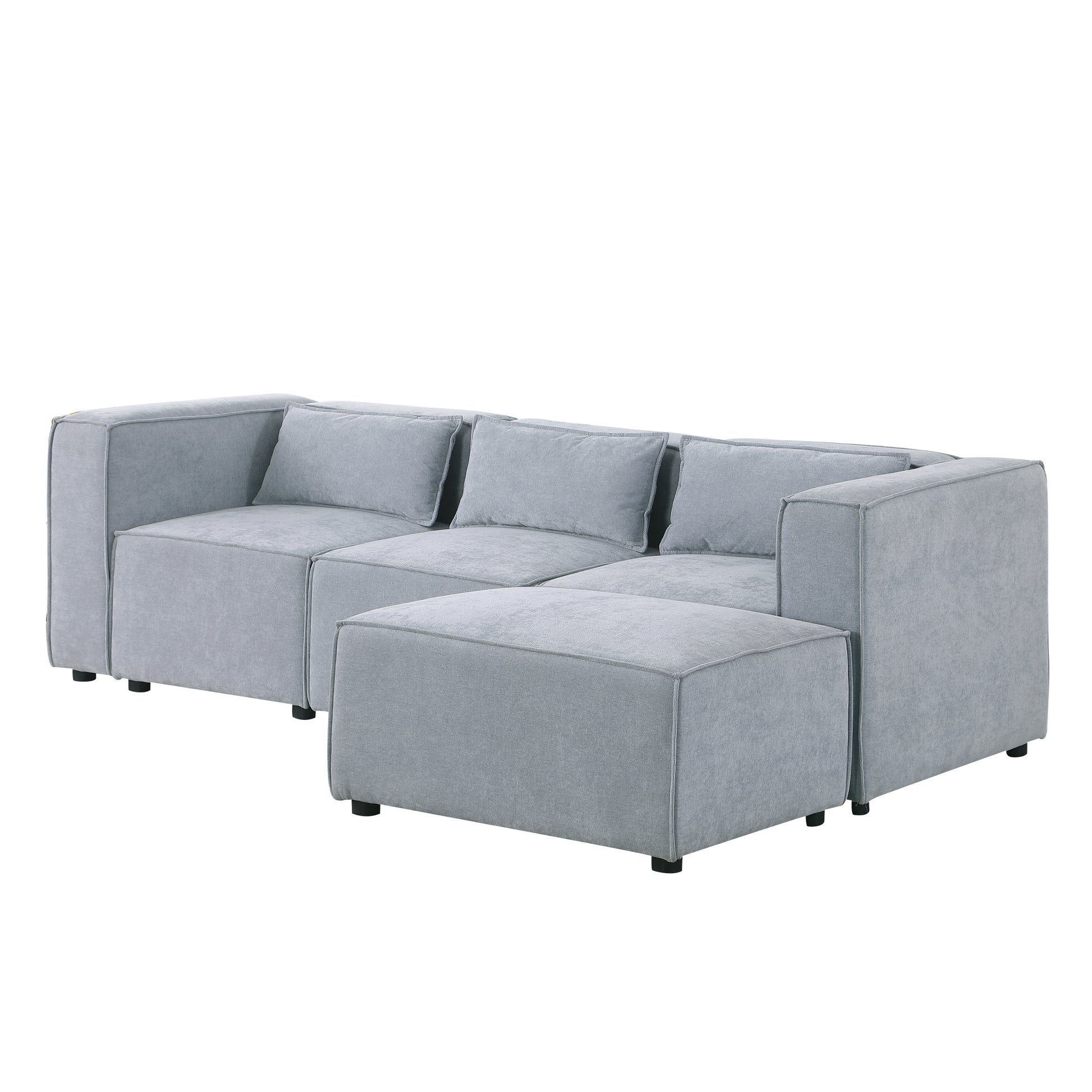 Modular Sofa Grayish Blue Chenille Fabric, Simple And Grand, The Seat And Back Is Very Soft. This Is Also A Knock Down Sofa Grayish Blue Chenille 4 Seat