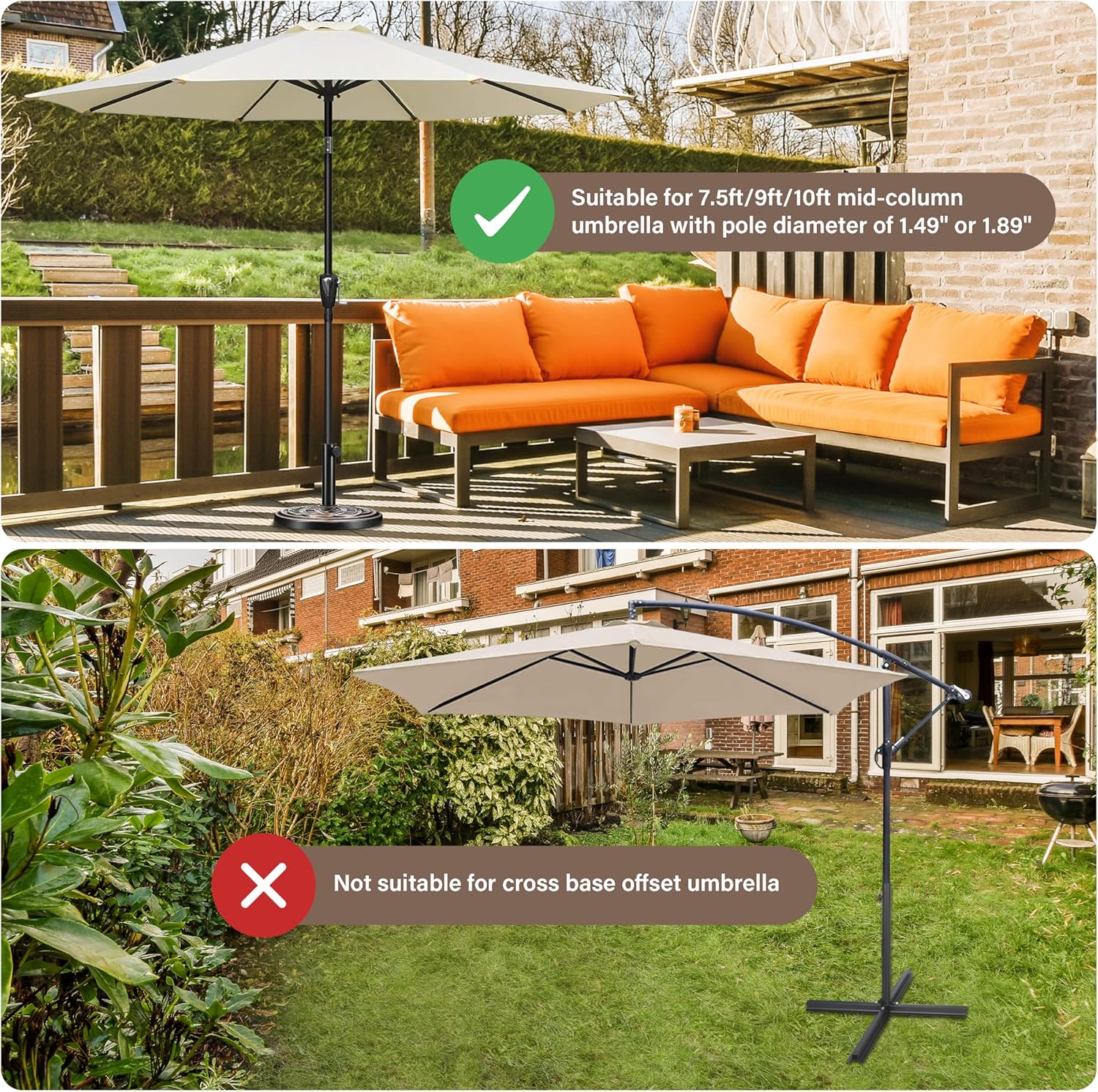 24.2 Lbs Heavy Duty Umbrella Base 17.72" Round Patio Umbrellas Stand For Outdoor, Lawn And Garden, Bronze Black Brown Resin