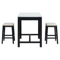 5 Piece Modern Faux Marble Versatile Bar Table Set With Storage Drawers And Padded Stools, Ideal For Space Saving Dining Nooks Or Small Kitchens Black Black Solid Wood Mdf