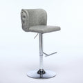 Swivel Barstools Adjusatble Seat Height With Chrome Base, Modern Pu Upholstered Bar Stools With The Whole Back Tufted, For Home Pub And Kitchen Island,Gray, Set Of 2 Gray American Design Bar Stools Set Of 2 Foam Pu Leather