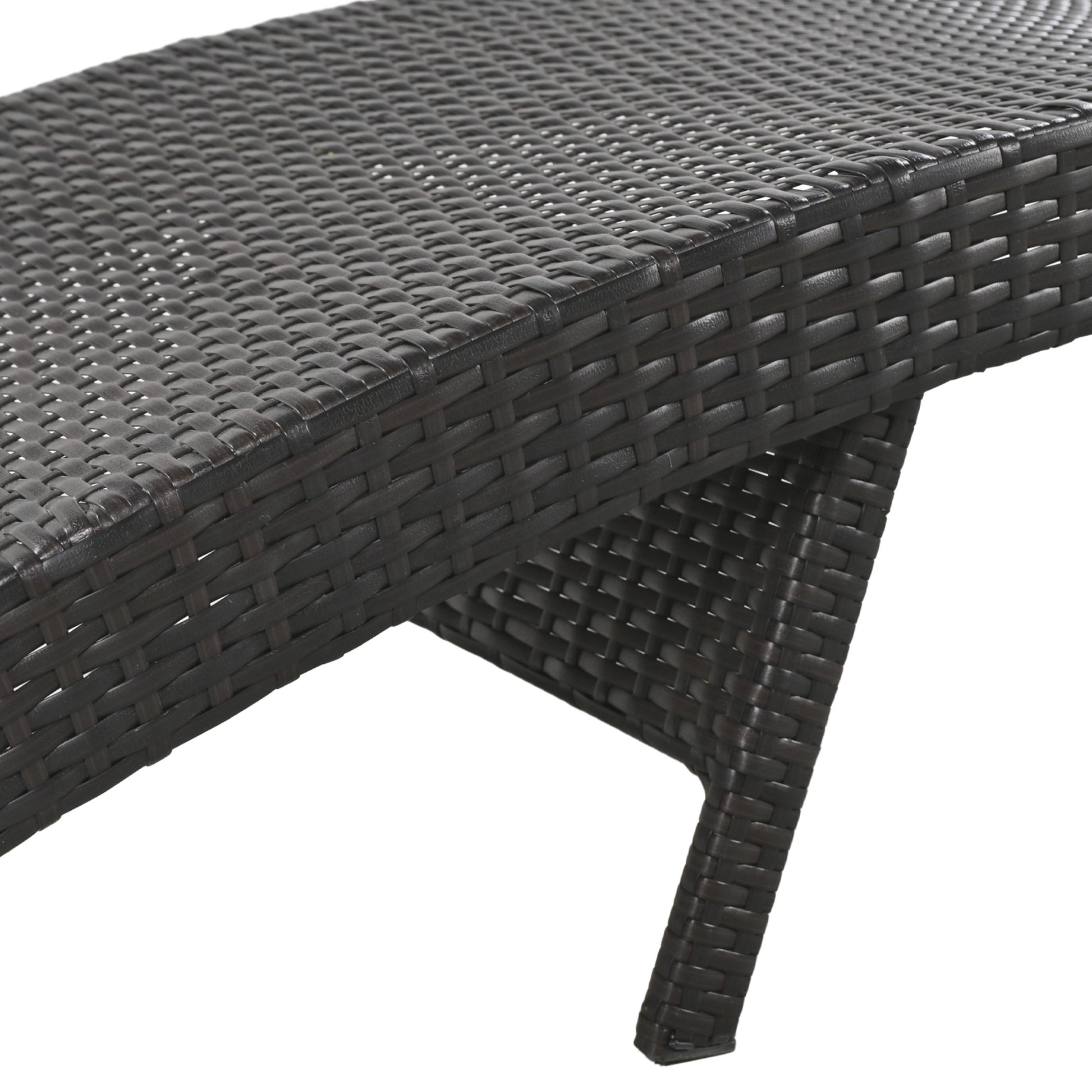 K&K 80'' Outdoor Wicker Chaise Lounge Chairs Set Of 2, Patio Rattan Reclining Chair Pull Out Side Table Adjustable Backrest Ergonomic Wave Design Pool Sunbathing Recliners, Dark Brown No Lounge Dark