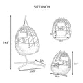 Egg Chair With Stand Indoor Outdoor Swing Chair Patio Wicker Hanging Egg Chair Hanging Basket Chair With Stand For Bedroom Living Room Balcony Gray Steel