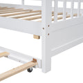 Wooden Twin Size House Bed With Trundle, Modern Design For Kids With Storage Shlef, White Twin White Solid Wood