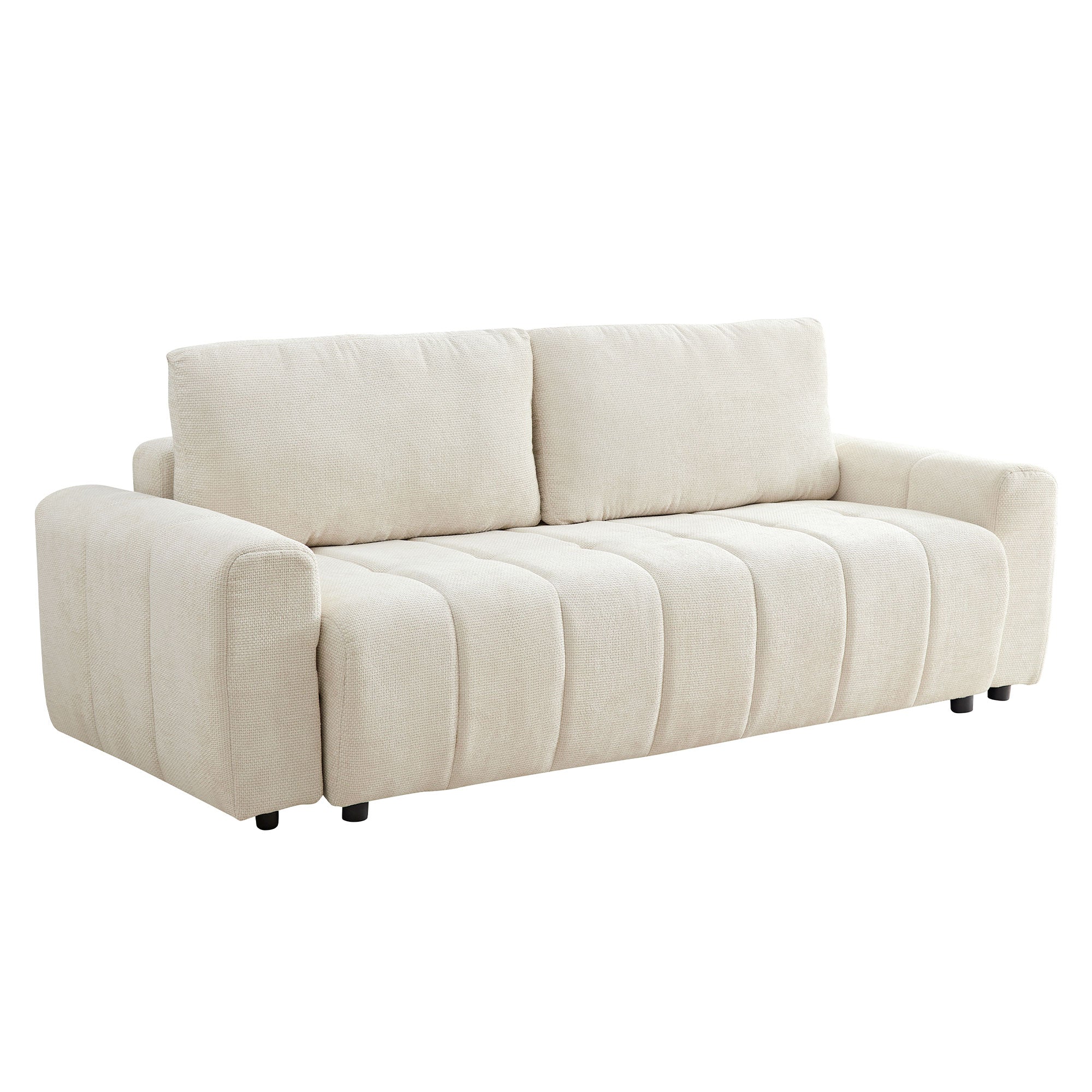 94.49''Sleeper Sofa, Sofa Bed 2 In 1 Pull Out Couch Bed With Storage Chaise For Living Room, Sofa Sleeper With Pull Out Bed, Cream Style Couch Beige Fabric 3 Seat