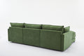 Modular Sectional Sofa, 3 Seater Sofa With Ottoman, Modern L Shaped Sofa For Living Room Bedroom Apartment Green Wood Fabric 4 Seat