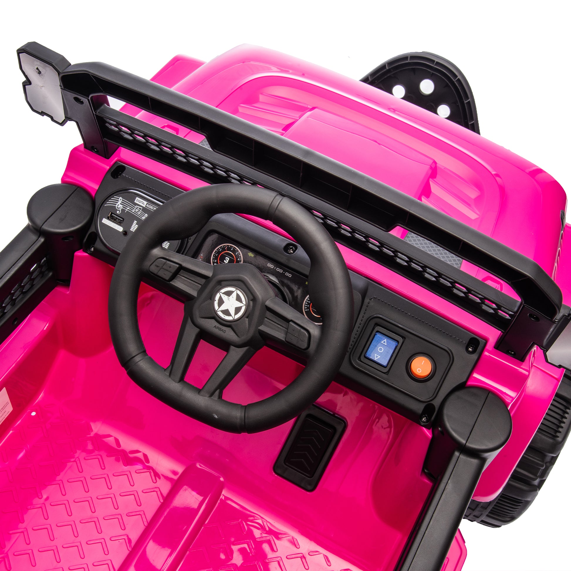 12V Kids Ride On Electric Truck Car W Parents Control,2Wd,Four Wheel Suspension,Early Education Function,Adjustable Volume,Usb,Mp3,Bluetooth,Microphone Jack,Power Display,Led Lights For Kids Aged 3. Pink Polypropylene