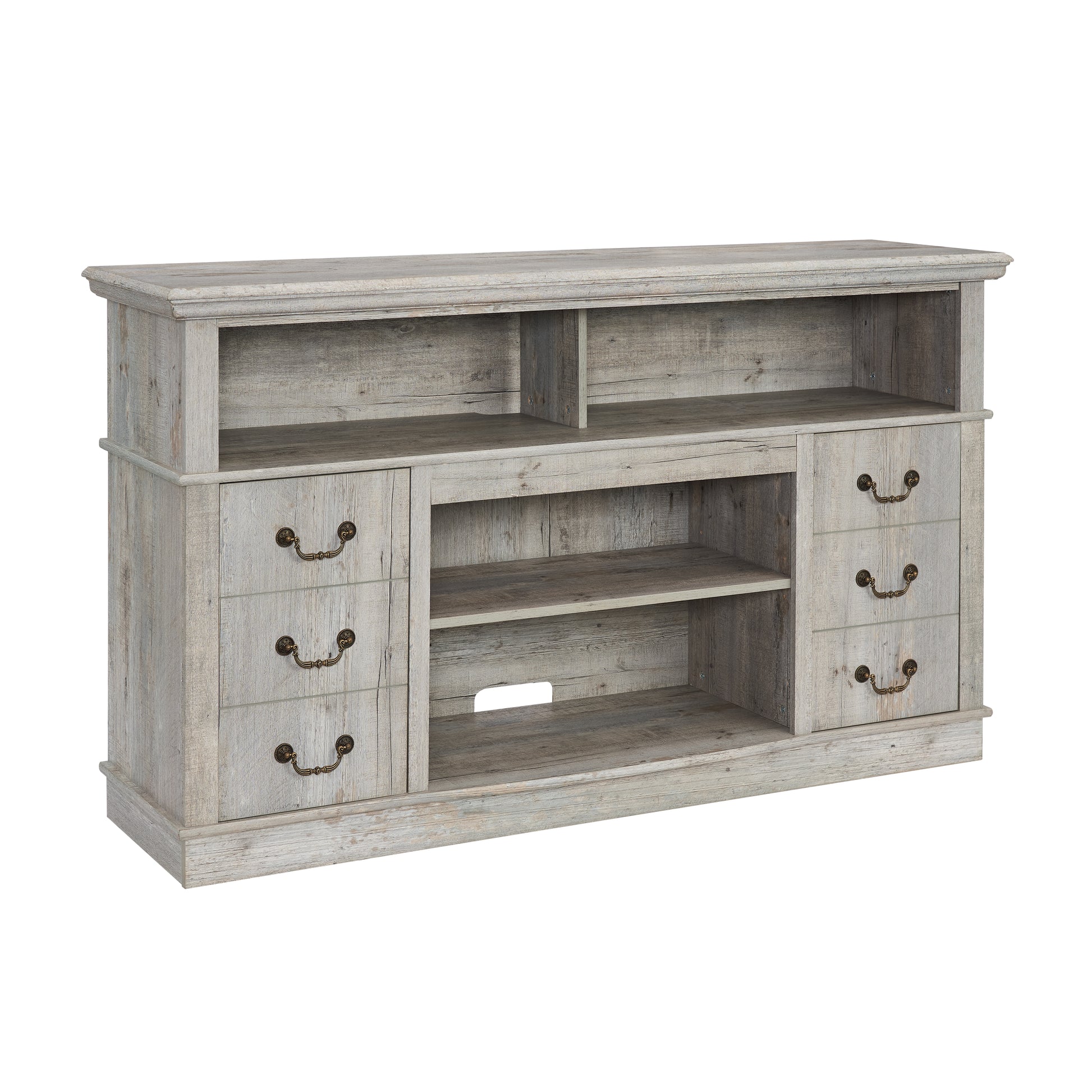 Vintage Drawer Traditional Tv Media Stand Farmhouse Rustic Entertainment Console For Tv Up To 65" With Open And Closed Storage Space, 60"W*15.75"D*34.25"H Light Gray Light Gray 60 69 Inches Mdf