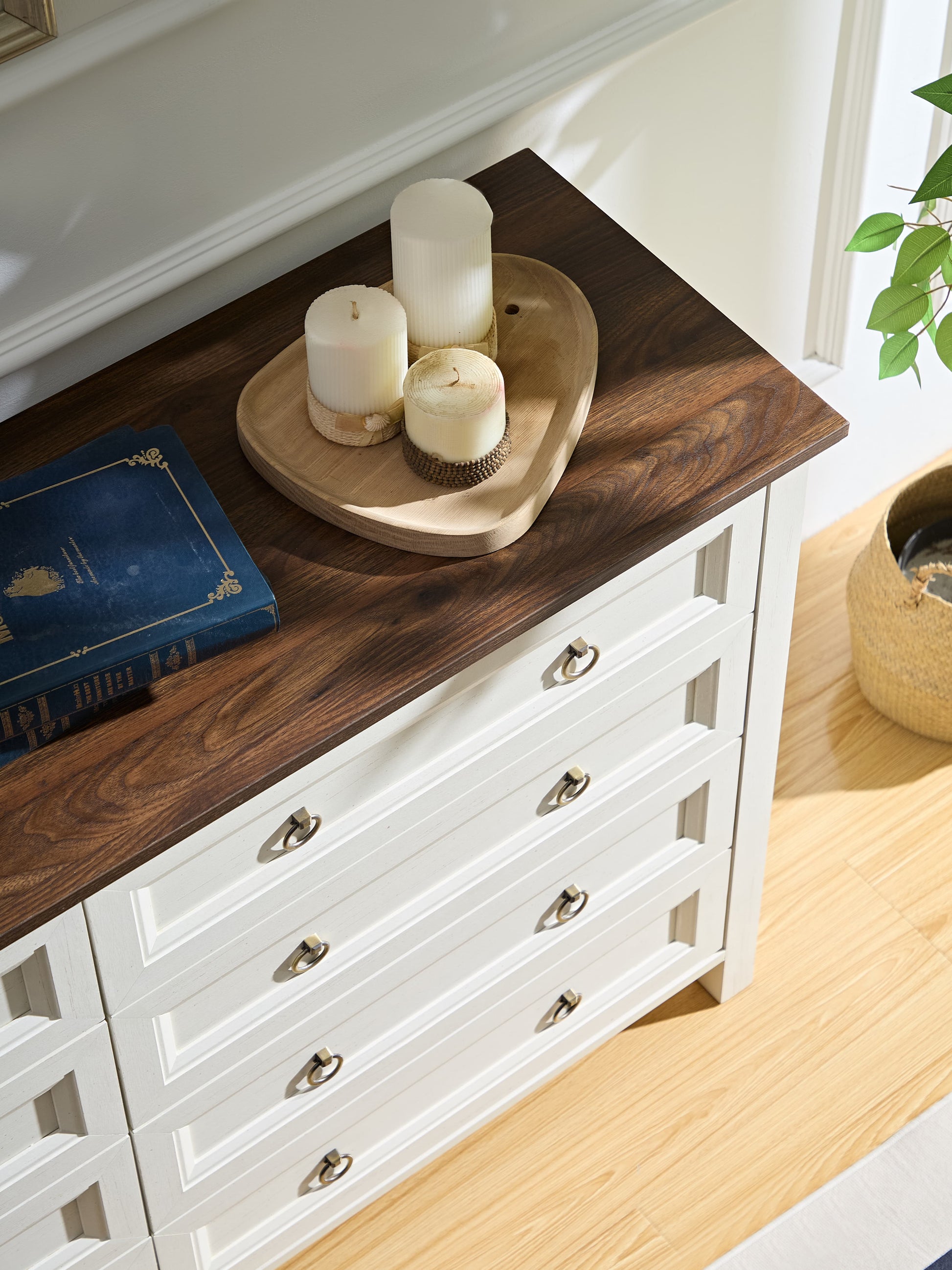 Farmhouse 8 Drawers Dresser Chests For Bedroom, Wood Rustic Tall Chest Of Drawers, Dressers Organizer For Bedroom, Living Room, Hallway Walnut Mdf