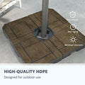 Outsunny 4 Piece Patio Cantilever Umbrella Base Weight Set, Fillable Outdoor Offset Umbrella Weights For Umbrella Stand, 175 Lbs. Capacity Water Or 230 Lbs. Capacity Sand, Brown Brown Hdpe