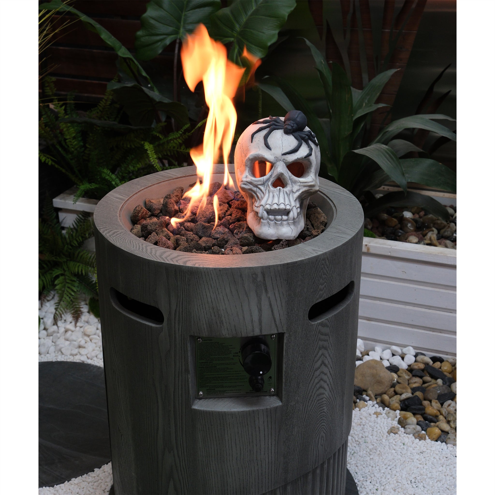 32000 Btu, Csa Certification Diameter 20 Inch Round Outdoor Gas Fire Pit,Contain 2.5Kg Lava Stone And Rainproof Cover,Magnesium Oxide Cultured Stone Surface Finished, More Suitable For Outdoor