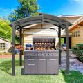 8X5Ft Arc Roof, Grill Canopy For Outdoor Grill W Double Galvanized Steel Roof And 2 Side Shelves, Bbq Gazebo Grill Tent For Patio Garden Backyard, Grey Grey Garden & Outdoor Uv Resistant Metal