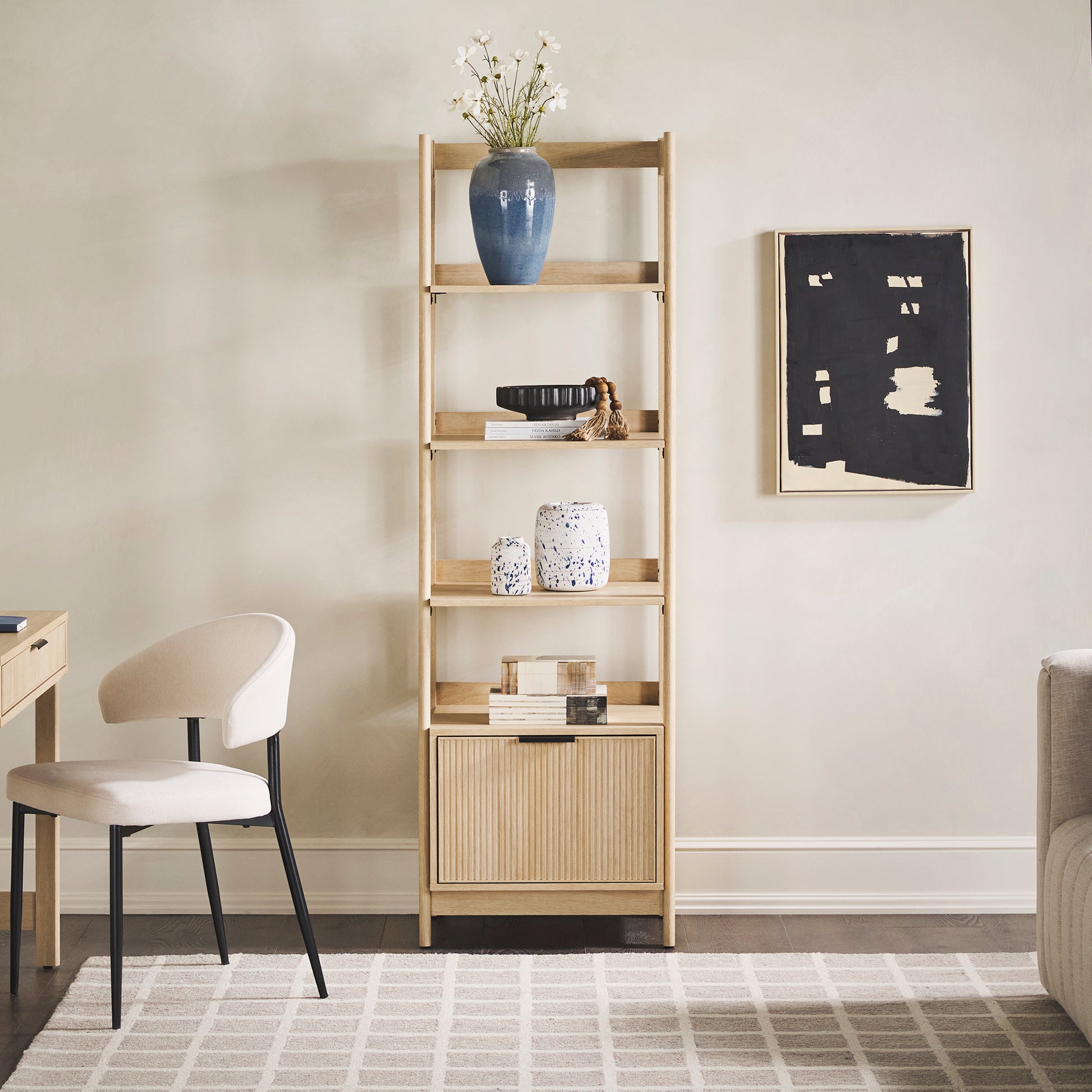 Transitional Narrow Bookshelf With Drawer On Bottom Oak Oak Mdf Mdf