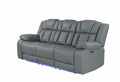 Raize Grey 10 Power Reclining Sofa With Ddt, Wc And Led Gray Fabric 3 Seat