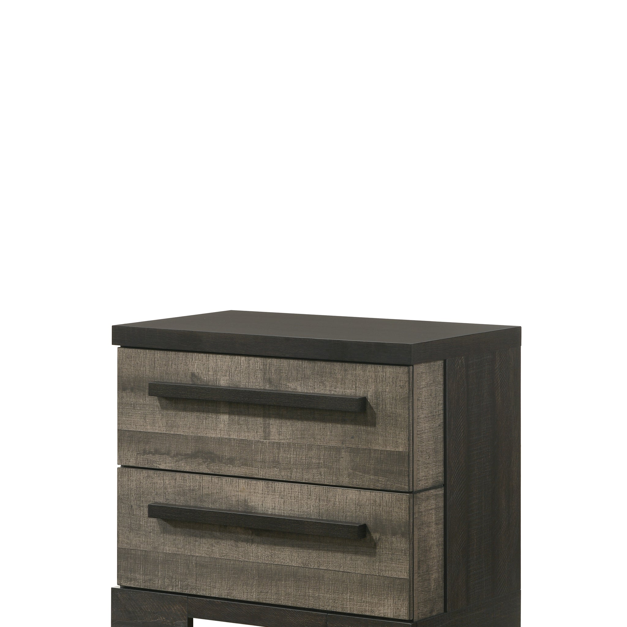 1Pc Contemporary 2 Drawer Nightstand Brown Gray Finish Wooden Bedroom Furniture Brown Brown 2 Drawers Bedroom Bedside Cabinet Contemporary,Transitional Wood