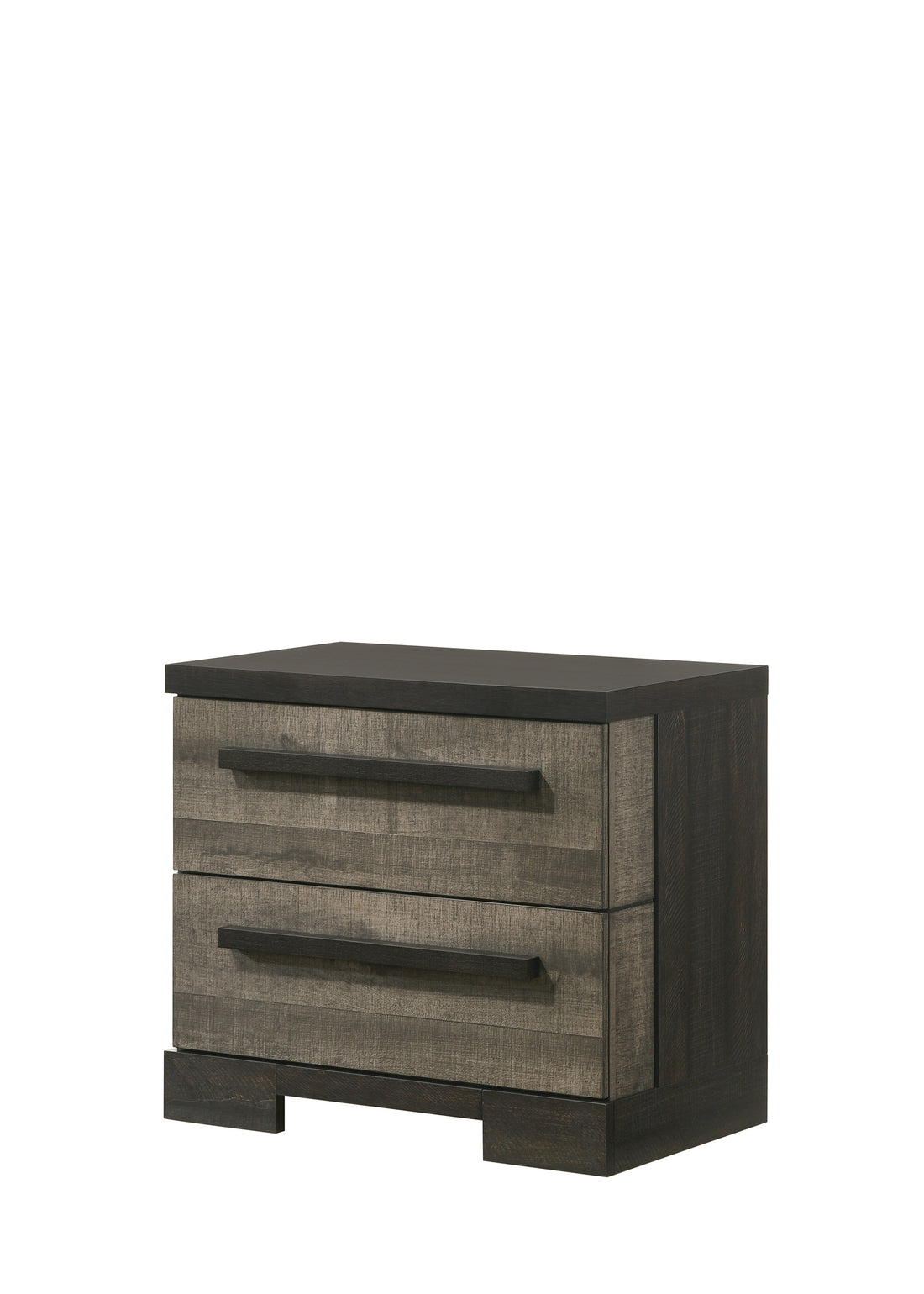 1Pc Contemporary 2 Drawer Nightstand Brown Gray Finish Wooden Bedroom Furniture Brown Brown 2 Drawers Bedroom Bedside Cabinet Contemporary,Transitional Wood