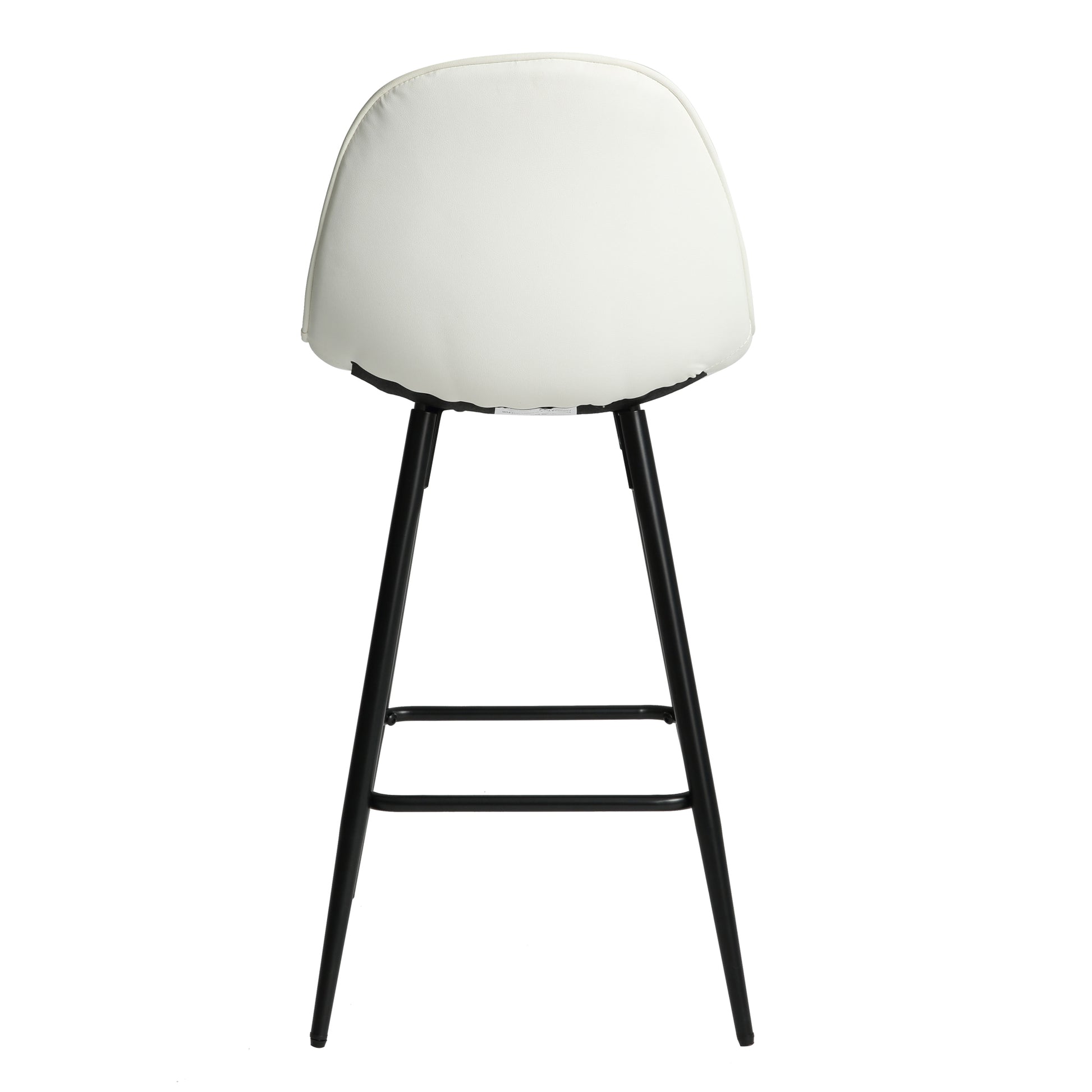 Counter Stools,Set Of 2 Bar Stools With Back And Footrest, Modern Metal Counter Height Barstools For Kitchen Home Bar,25.5" Armless Barstool Chairs White Leather