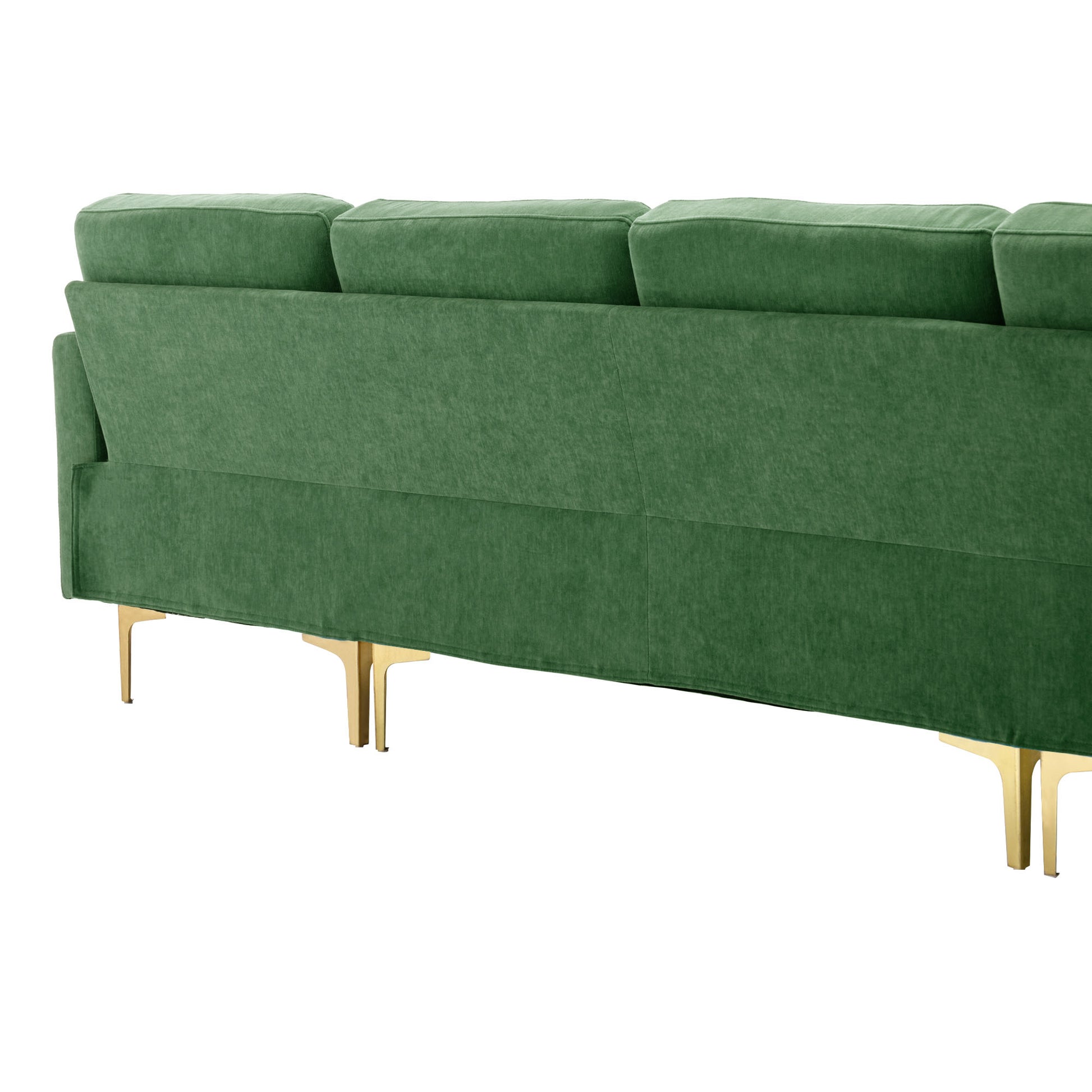 110" L Shape Convertible Sectional Sofa Couch With Movable Ottoman For Living Room, Apartment, Office, Green Green Foam Velvet 4 Seat