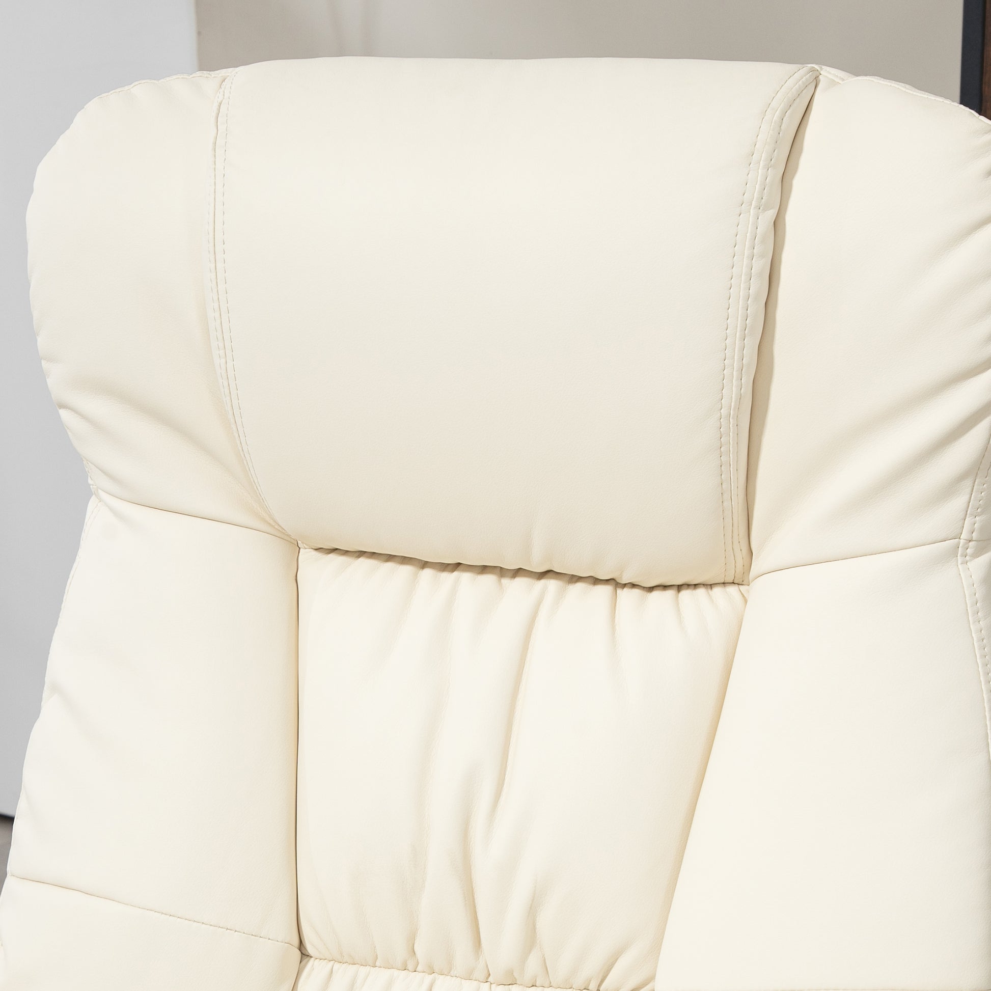 Homcom Swivel Recliner With Ottoman, Pu Leather Reclining Chair With Ottoman, Upholstered Recliner And Footrest With Wrapped Base For Living Room, Bedroom And Home Office, Cream White Cream White Faux Leather