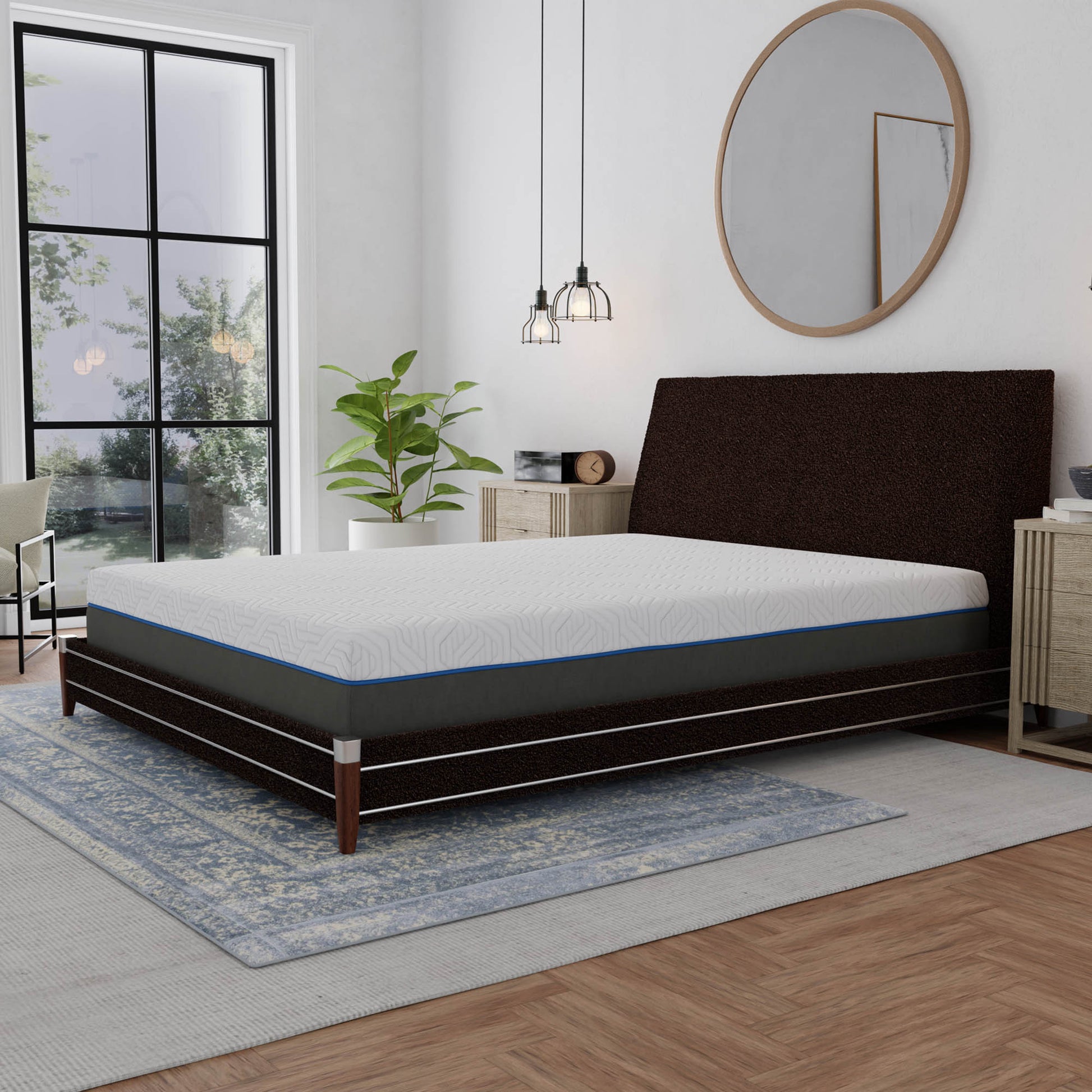 12" Lavender Firm Gel Memory Foam Mattress With Edge Support And Air Grid Cal King White Foam California King