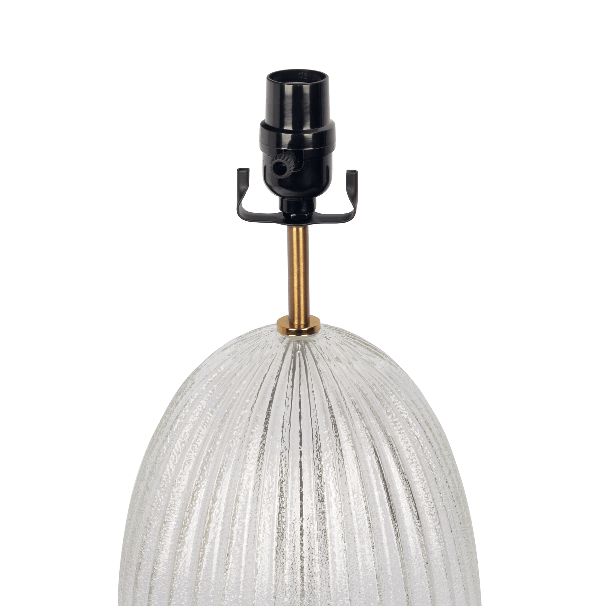 Aurora Ribbed Glass Lamp Base Clear Table Lamp Large Linen Shade Beige,Clear,Gold Table&Floor Lamps Glass,Linen,Metal