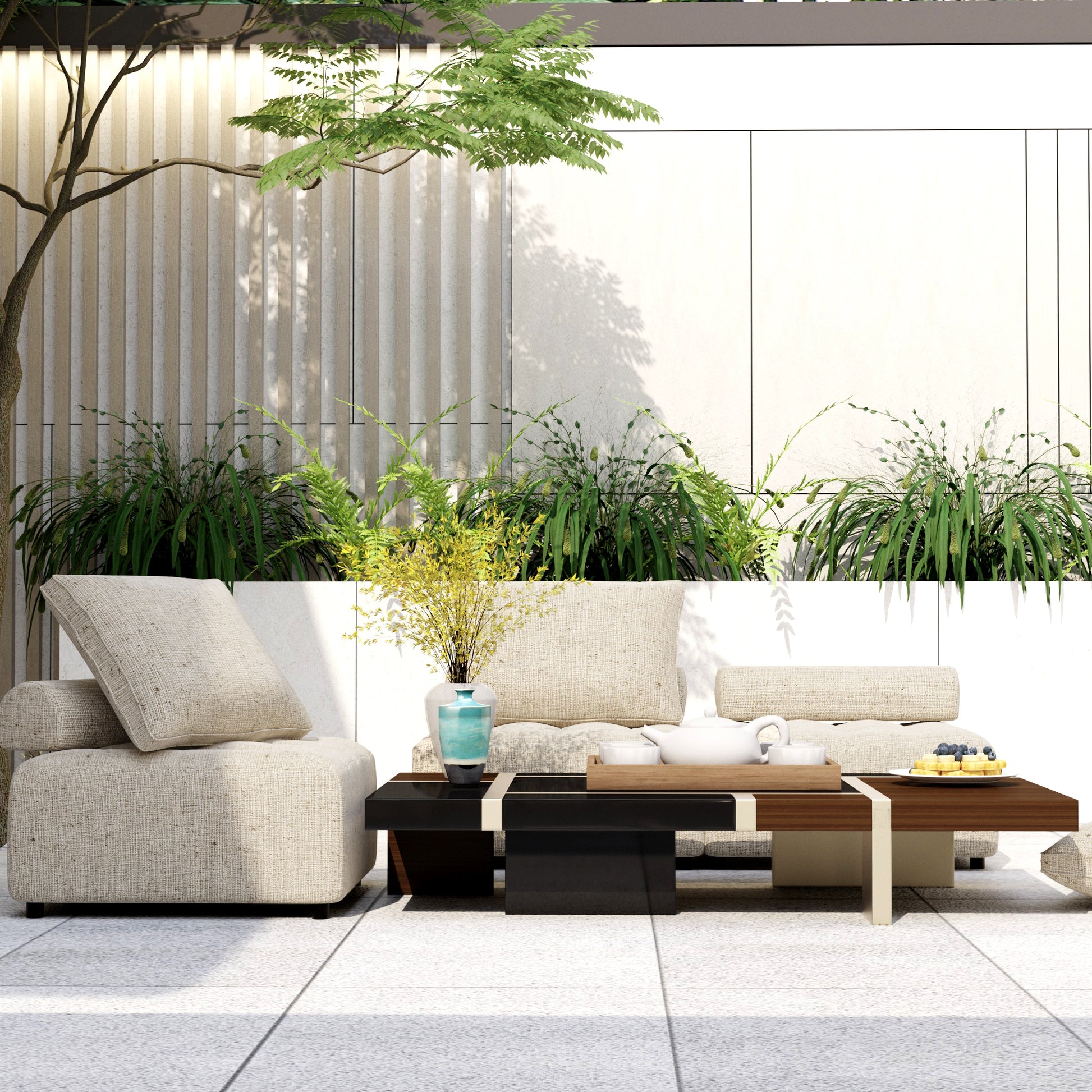 Outdoor Modular Sofa, With Aluminum Structure, Support Cushion And Back Cushion Cover Removable, Fade Resistant, Waterproof Sofa Cover Included,Light Brown The Ratebased On A Single Piece 5Unit Light Brown Aluminium 5 Seat