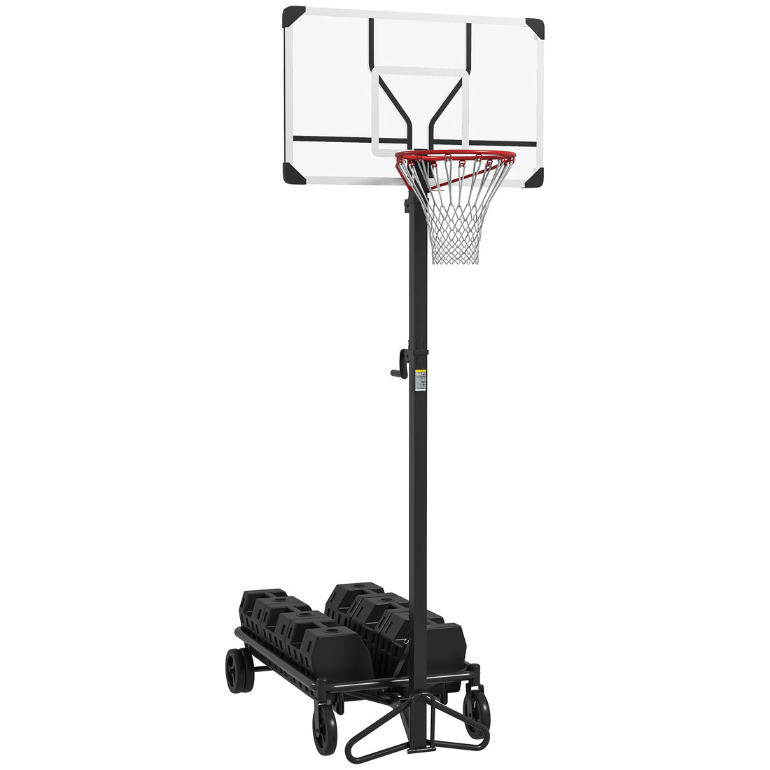 Soozier Portable Basketball Hoop, Fully Foldable Basketball Goal, 4.3 10.2Ft Height Adjustable Basketball System With 4 Wheels And Extra Wide Base For Teenagers, Youth & Adults Black Steel