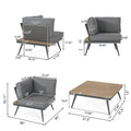 4 Person Outdoor Seating Group With Cushions Yes Natural Grey Seats 4 Uv Resistant Frame Polyurethane Foam Metal & Wood