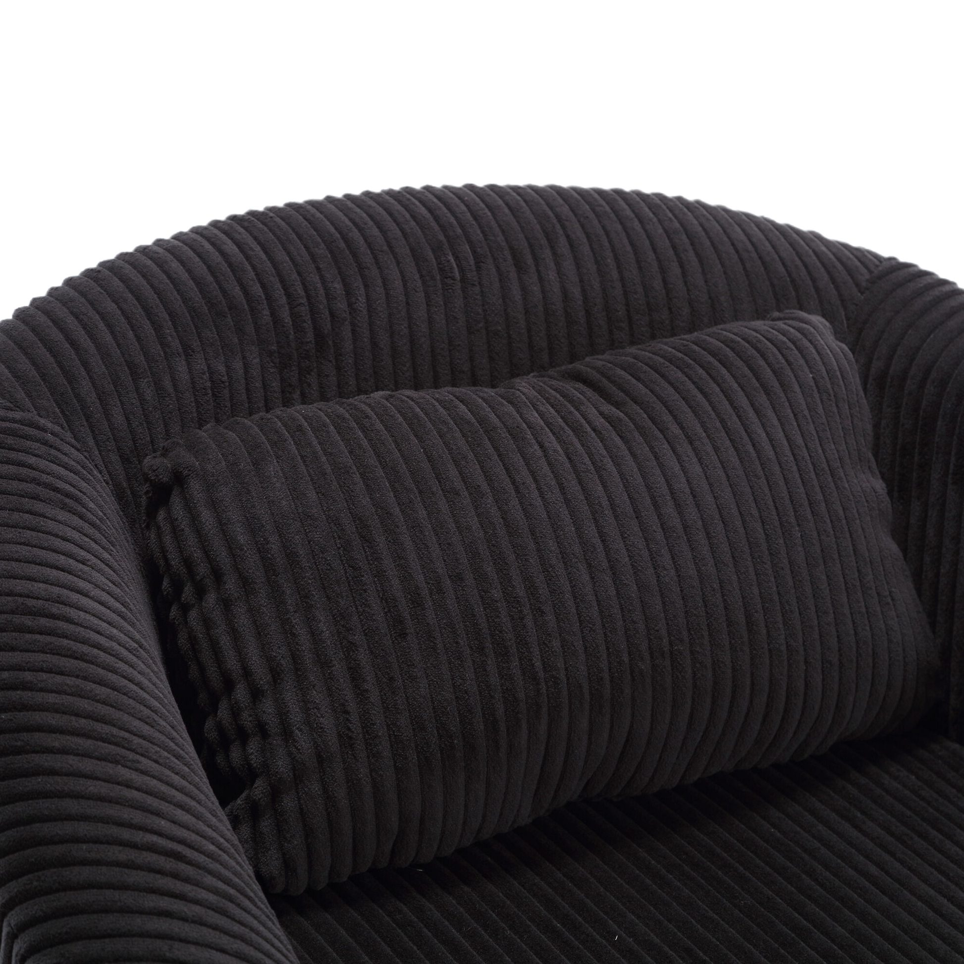 Coolmore Living Room Accent Barrel Chair, Century Modern Style Decorative Chair, Armchair For Living Room With Thick Cushions And Pillows, Comfy Single Sofa Chair, Chair With Wooden Legs,Black Black Corduroy