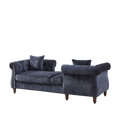 81 Inch Chenille Face To Face Chaise Lounge With Two Pillows,Nailhead Trim,Button Tufted Design And Rolled Arms For Lounge, Living Room And Office Blue Chenille 1 Seat