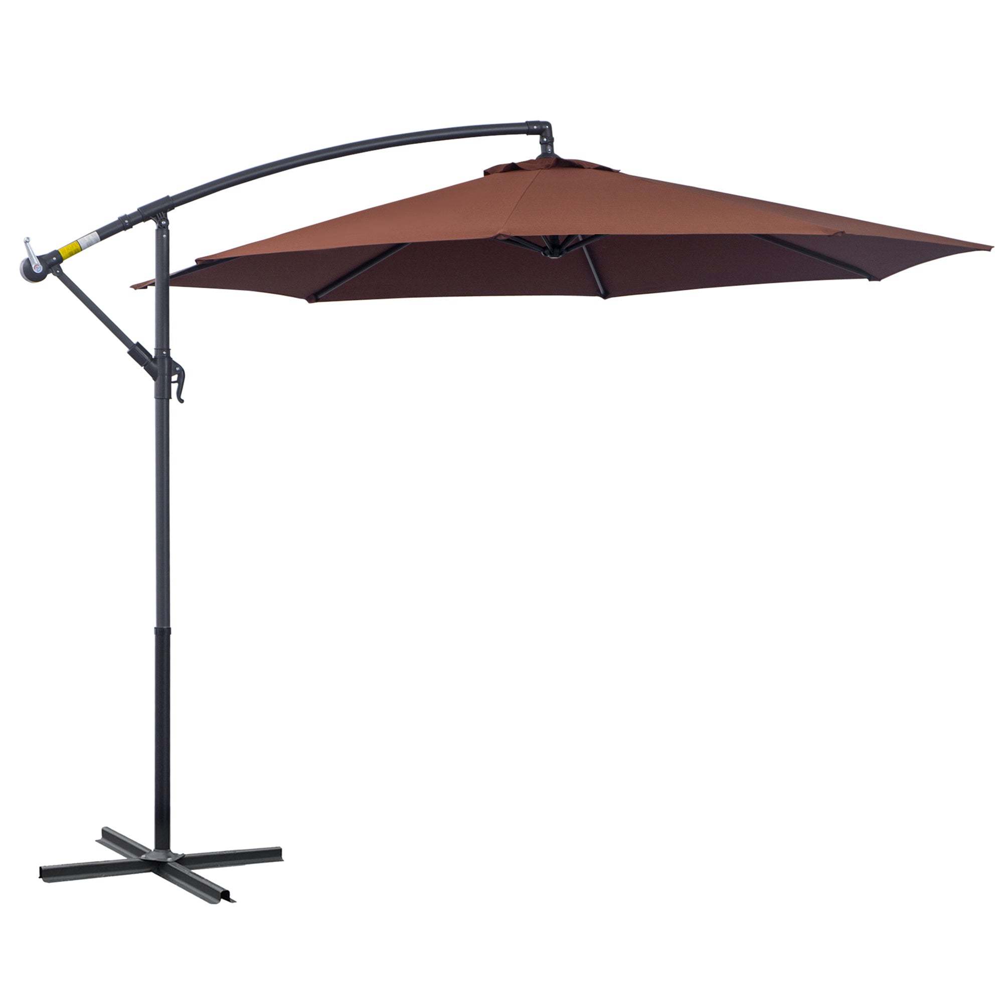 Outsunny 10' Cantilever Hanging Tilt Offset Patio Umbrella With Uv & Water Fighting Material And A Sturdy Stand, Brown Brown Steel