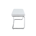 White Shoe Changing Stool, Silver Metal Legs, Sofa Stool Dining Chair, Suitable For Bedroom ,Fitting Room, Storage Room, Dining Room, Living Room. 005 White Pu