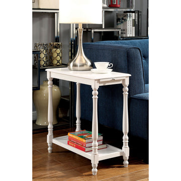 Modern Transitional White 1Pc Side Table Nightstand Hidden Tray Open Shelf Sofa Side Table Turned Legs Multifunctional Home Furniture White White Bedroom Contemporary,Modern,Transitional Open Storage Rectangular Solid Wood