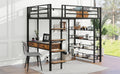 Full Size Metal Loft Bed With Desk And Shelves, Black Expected Arrival Time: 9.18 Box Spring Not Required Full Black Metal Solid Wood Mdf