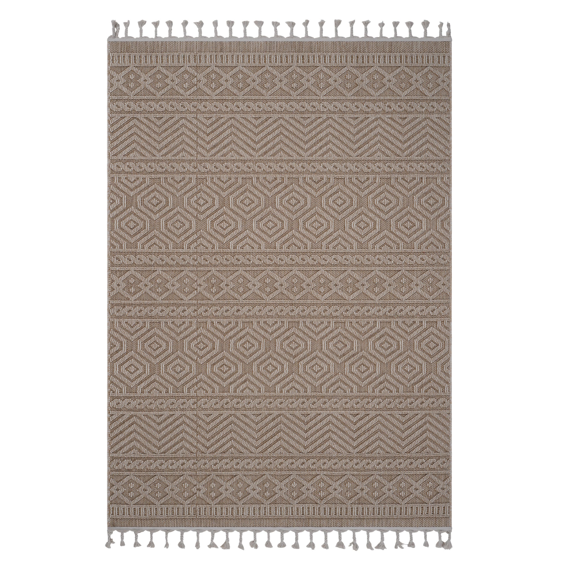 8X10 Mocha Geometric Indoor Outdoor Area Rug Mocha Polypropylene