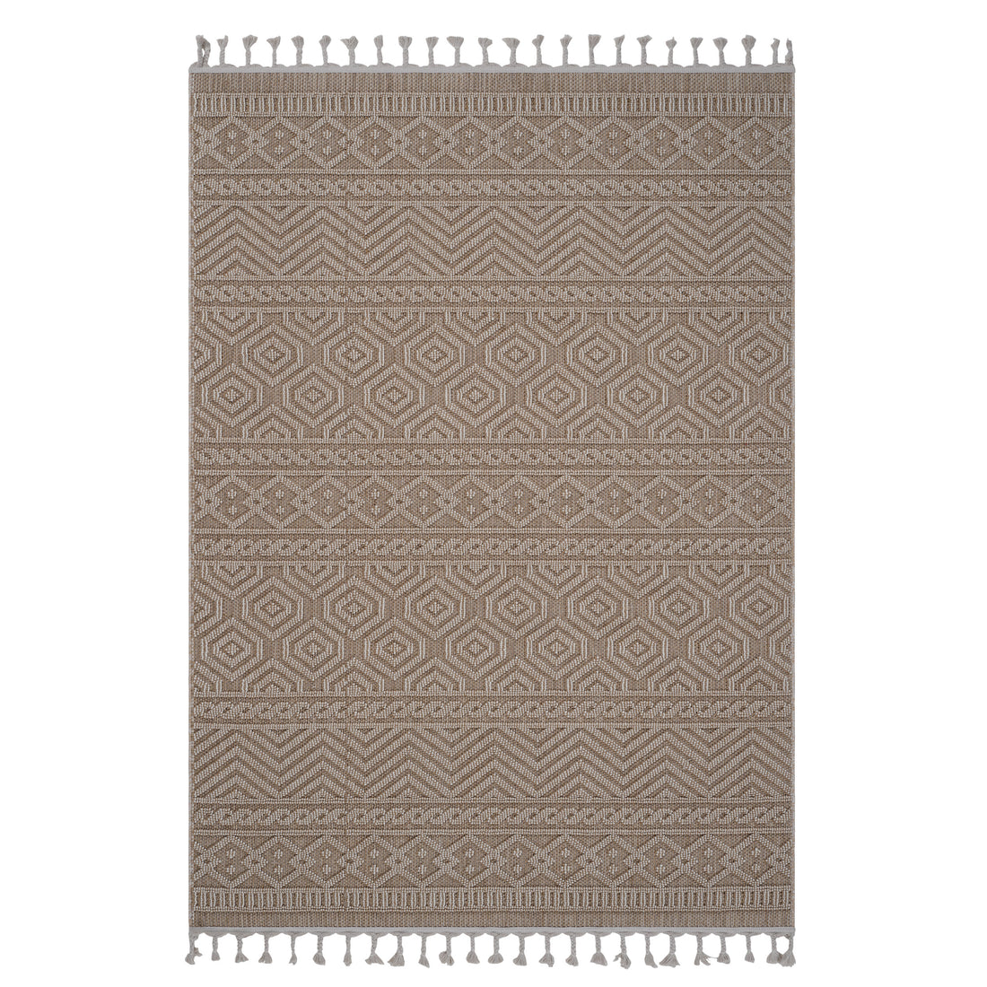 6X9 Mocha Geometric Indoor Outdoor Area Rug Mocha Polypropylene