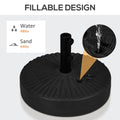 Outsunny 64 Lbs. Fillable Umbrella Base With Steel Umbrella Holder, Round Umbrella Stand For 1.5