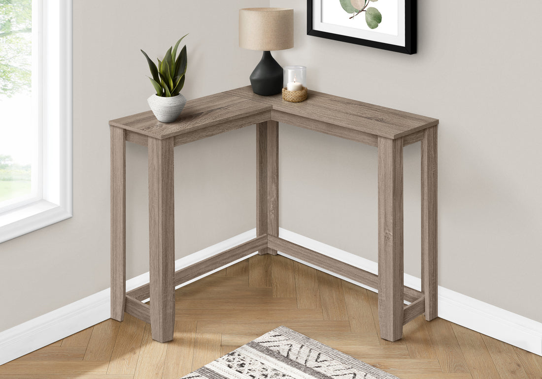 Accent Table, Console, Entryway, Narrow, Corner, Living Room, Bedroom, Brown Laminate, Contemporary, Modern Taupe Particle Board