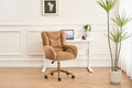 005 Velvet Fabric 360 Swivel Home Office Chair With Gold Metal Base And Universal Wheels,Coffee Solid Coffee Office Sponge Wipe Clean Modern Office Chairs Tufted Back Foam Swivel Velvet