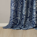 Jacquard Curtain Panel Pair Navy Polyester