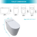 Smart Toilet With Bidet Built In, Auto Open & Close, Elongated Heated Seat, Foot Sensor Flush, Led Display, Warm Water Wash, Dryer, Night Light White Ceramic