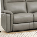 Stanfield Power Headrest Zero Gravity Reclining Sofa Gray Genuine Leather Wood Primary Living Space Medium Firm Tight Back Mid Century Modern Eucalyptus Pillow Top Arms Memory Foam Leather 3 Seat
