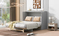 Full Size Murphy Bed With Large Drawers,Gray Full Gray Plywood