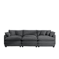 Oversized Modular Cushion Sofa, Portable Ottoman, L Shaped Corner Low Back Deep Seating Spacious Sofa Setfor Home Apartment Living Room Set, Grey Corduroy Grey Corduroy 3 Seat